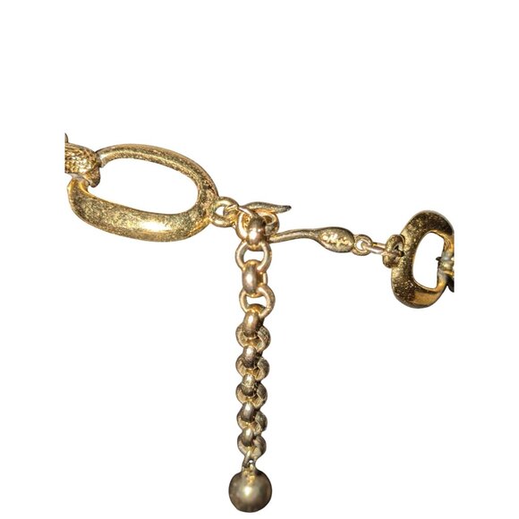 Napier Gold Tone Chunky Necklace & Earring Set With Adjustable Length & Post Ear - Picture 7 of 10